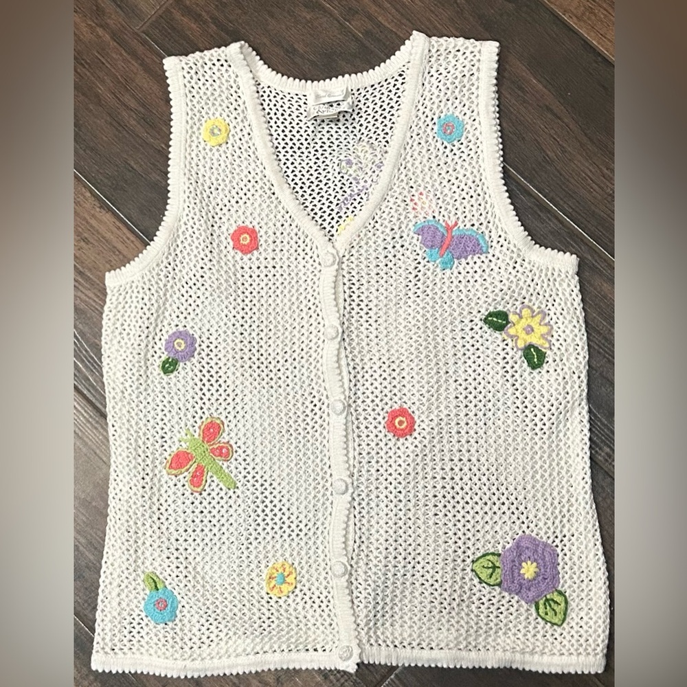 Vintage Hand Crocheted Vest Sz M